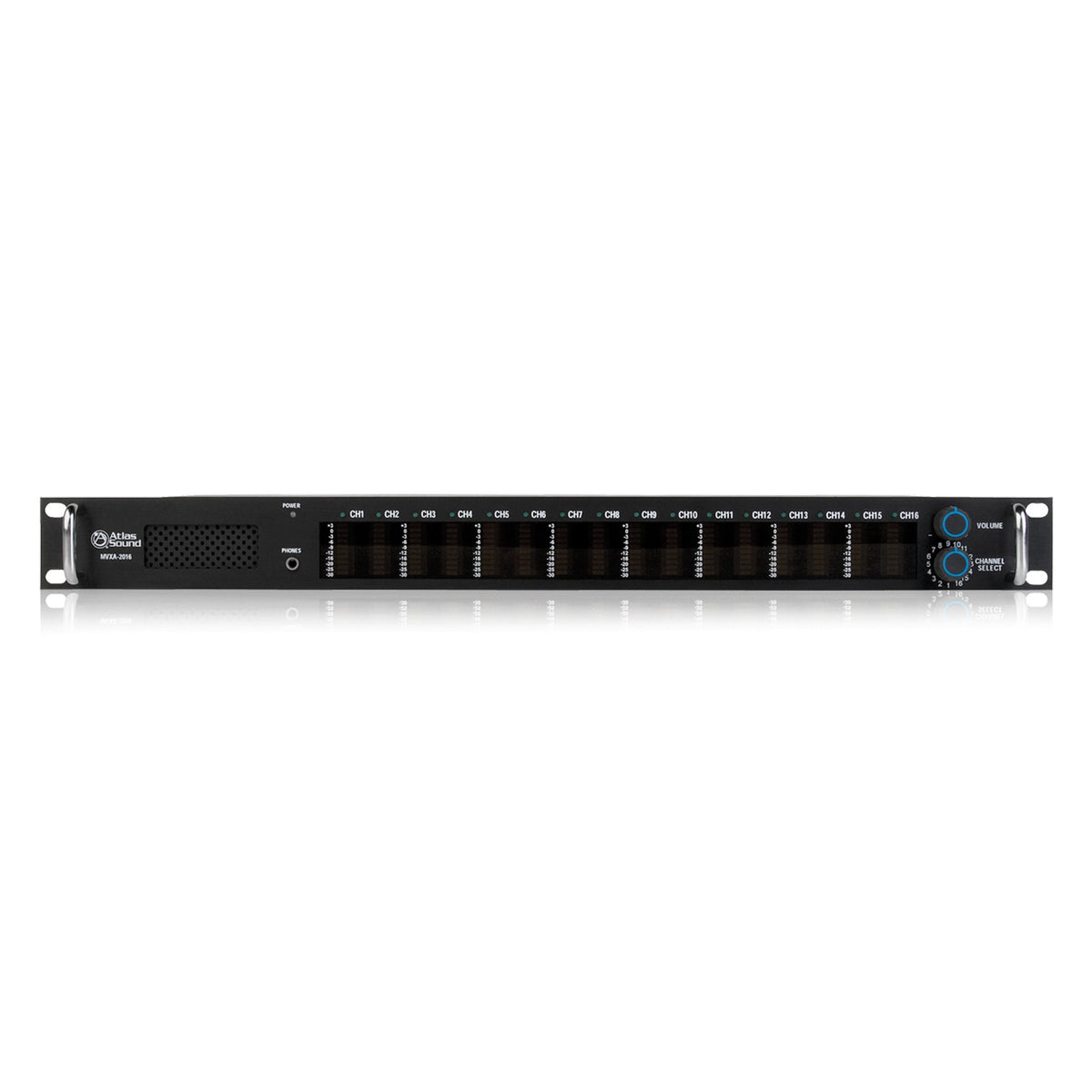 AtlasIED MVXA‑2016 16‑Channel Active Audio Monitor Panel, 1RU