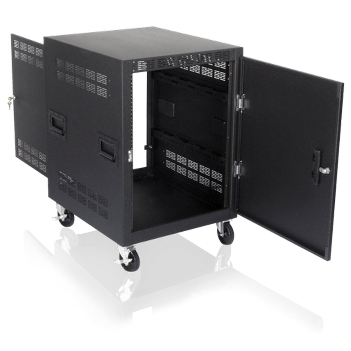 AtlasIED RX21 Series Mobile Equipment Rack with Multiple Configurations - 25.5’’ / No Doors
