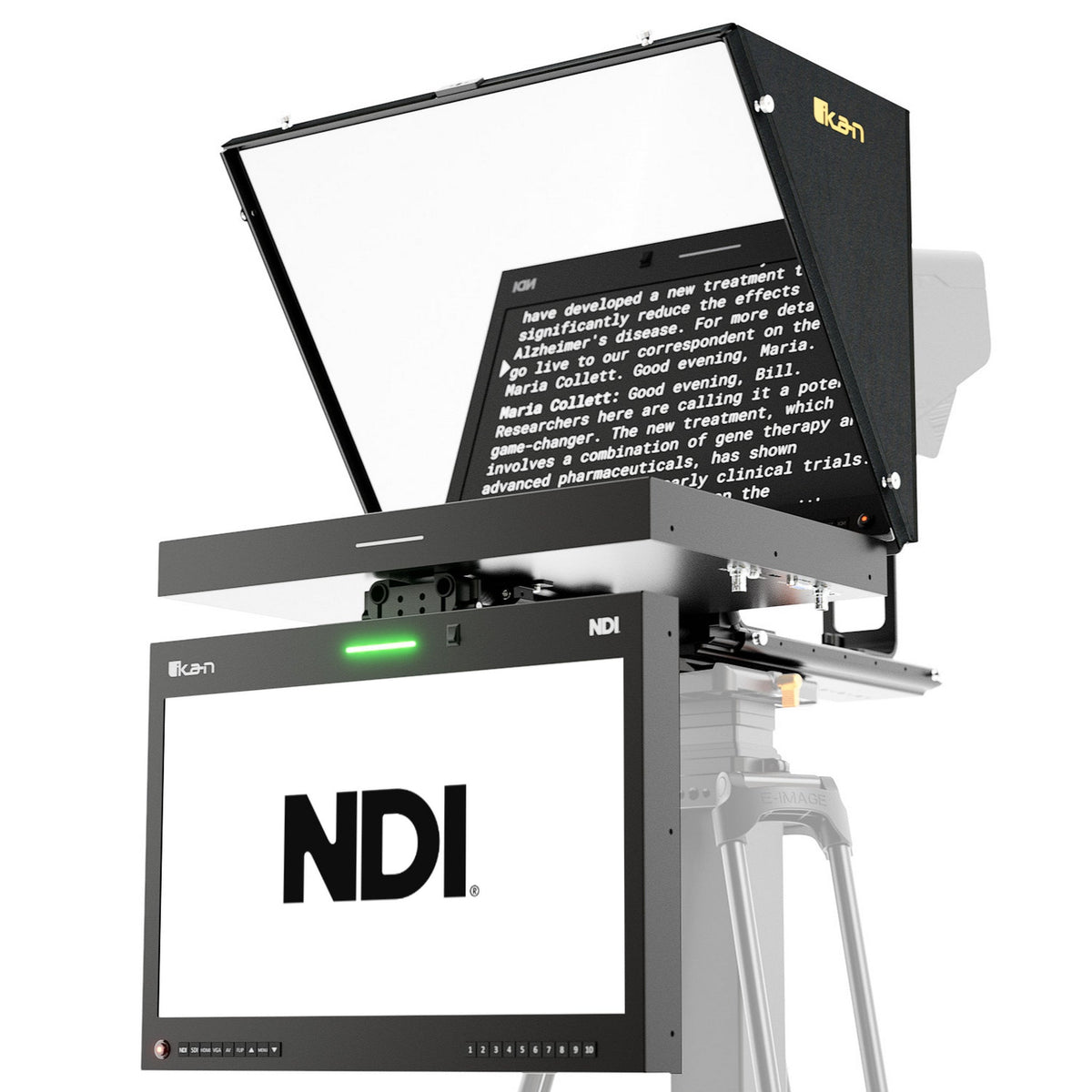 Ikan PT419W-NDI-TMN Aura 19-Inch POE++ NDI Teleprompter, NDI Talent Monitor with Full NDI Encoding/Decoding, and IP Tally Light
