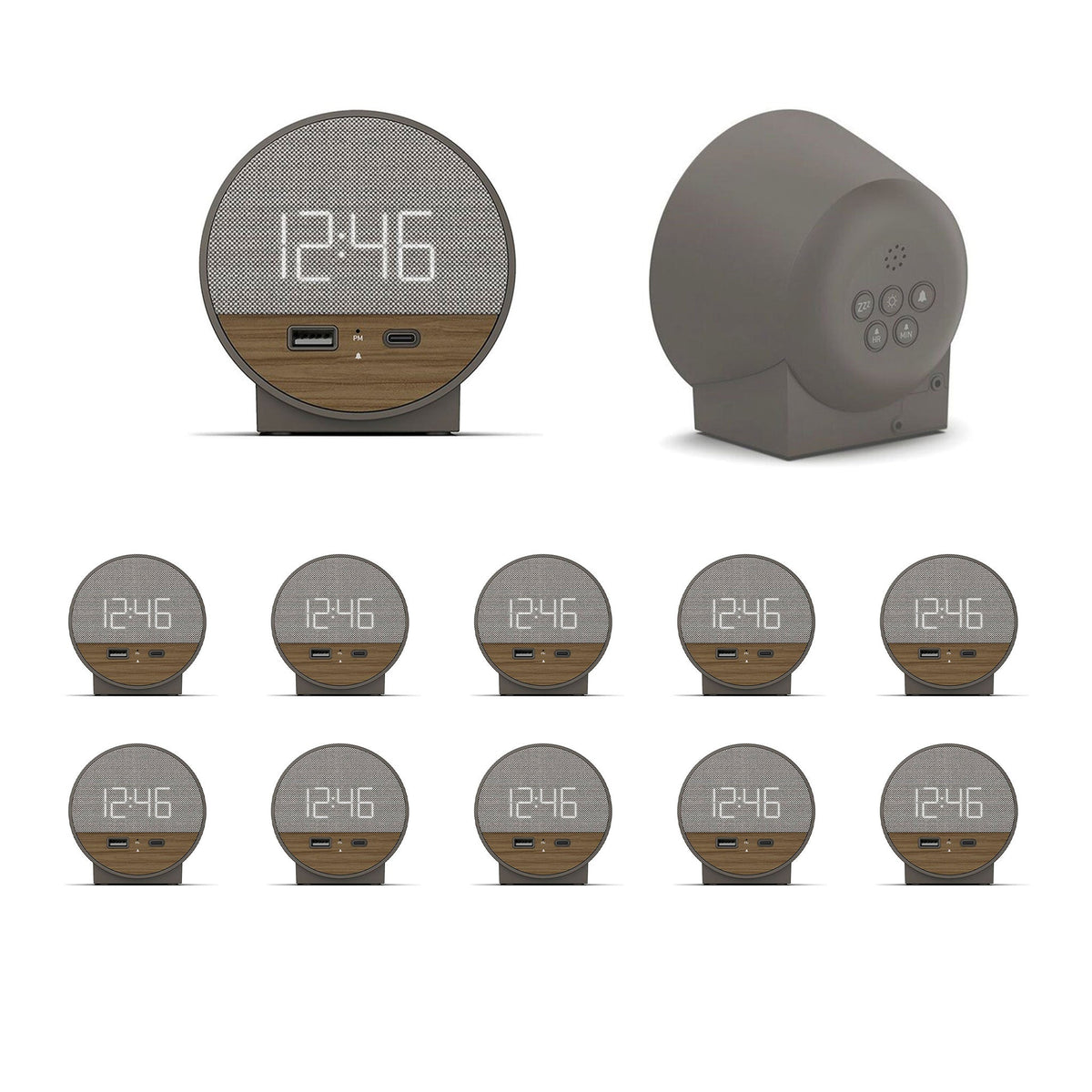 Nonstop NSO2-WFD Hotel Alarm Clock with USB-C and USB-A Charging Multi Pack Options Available - 10 Units