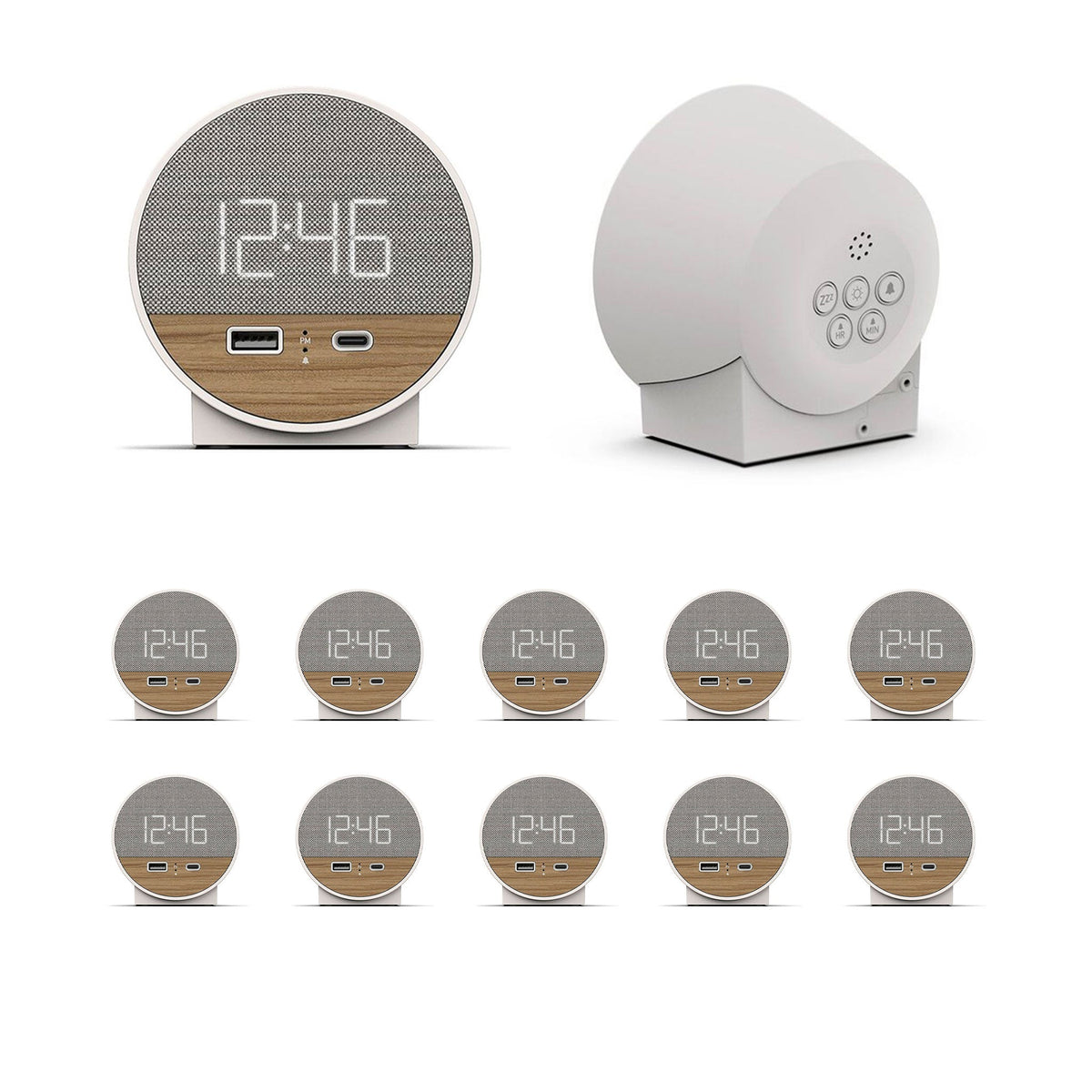 Nonstop NSO2-WFL Hotel Alarm Clock with USB-C and USB-A Charging Multi Pack Options Available - 10 Units