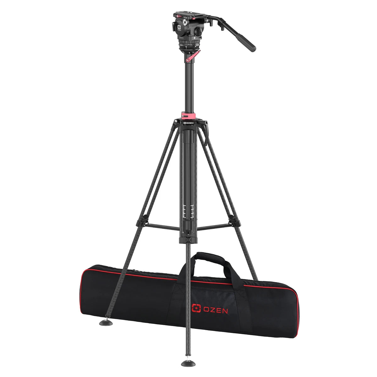 OZEN 12LIFT-S Tripod System with AGILE 12S S-LOC 100mm Fluid Head, E-Z LIFT Pneumatic Column, and Soft Case