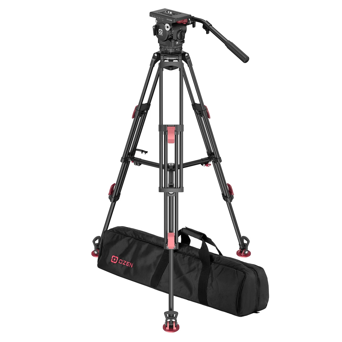 OZEN 15AL2 Tripod System with AGILE 15 E-Z LOAD 100mm Fluid Head, TR-100AL2 Aluminum Tripod, and Soft Case