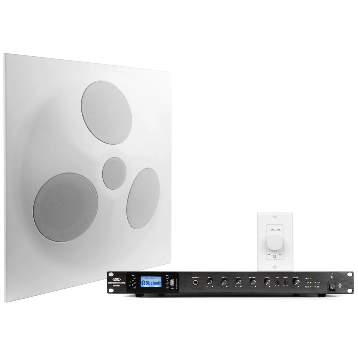 Pure Resonance Audio Conference Room Sound System with SD5 Ceiling Speaker Array and RMA120BT 120W Bluetooth Mixer Amplifier