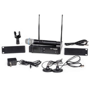 Pure Resonance Audio School Gym Sound System with (8) P115 15-Inch Passive PA Speakers, MX9 Mixer, (2)  LA21000 Power Amplifiers, and WMS1-HH Wireless Handheld Microphone