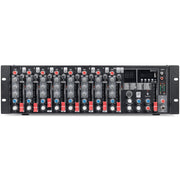 Pure Resonance Audio School Gym Sound System with (8) P115 15-Inch Passive PA Speakers, MX9 Mixer, (2)  LA21000 Power Amplifiers, and WMS1-HH Wireless Handheld Microphone