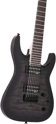 Jackson Dinky Arch Top JS22Q-7 Electric Guitar - Transparent Black Burst w/ Instrument Cable
