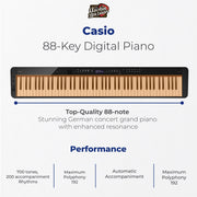 Casio PX-S3100 Privia Slim Digital Piano - Black w/ SP-34 Three-Pedal System
