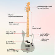 Fender Player II Mustang Bass PJ - Cactus Gray w/ Cleaning Kit