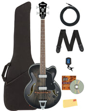Ibanez AFB200 AFB Artcore Hollow Body Bass - Transparent Black Sunburst w/ Gig Bag