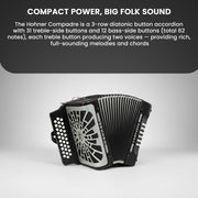 Hohner Compadre FBbEb 3-Row Diatonic Accordion - Black w/ Gig Bag