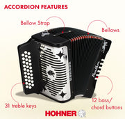 Hohner Panther Diatonic Accordion - Keys G/C/F w/ Hard Case