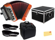 Hohner Compadre FBbEb 3-Row Diatonic Accordion - Orange w/ Hard Case