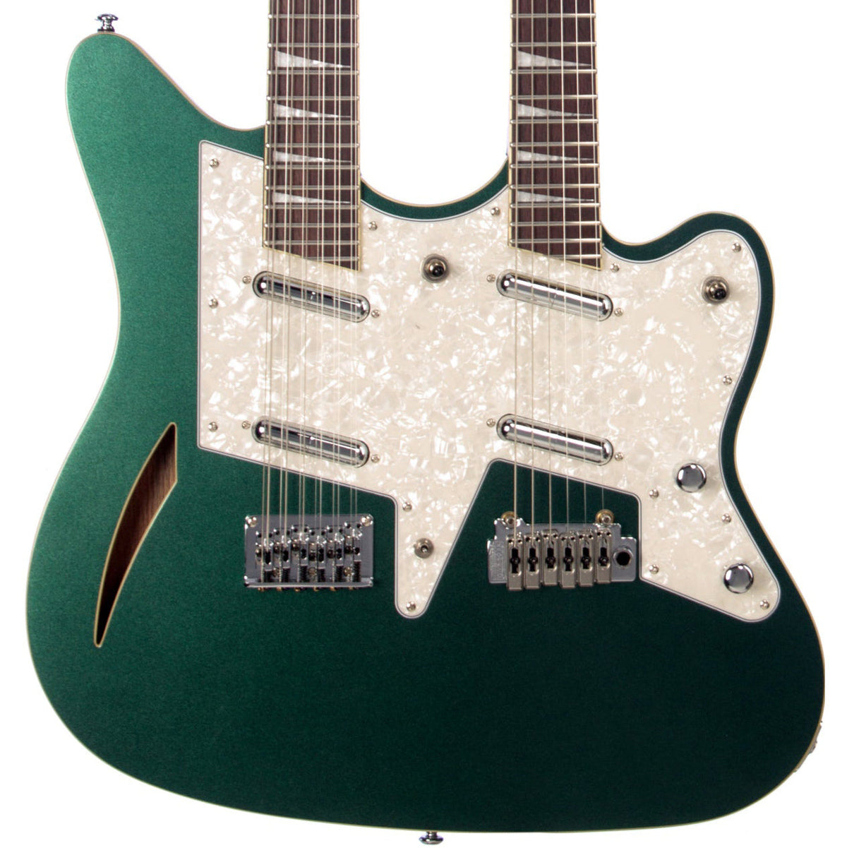 Eastwood Guitars Surfcaster 12/6 Double Neck Electric Guitar - Metallic Green